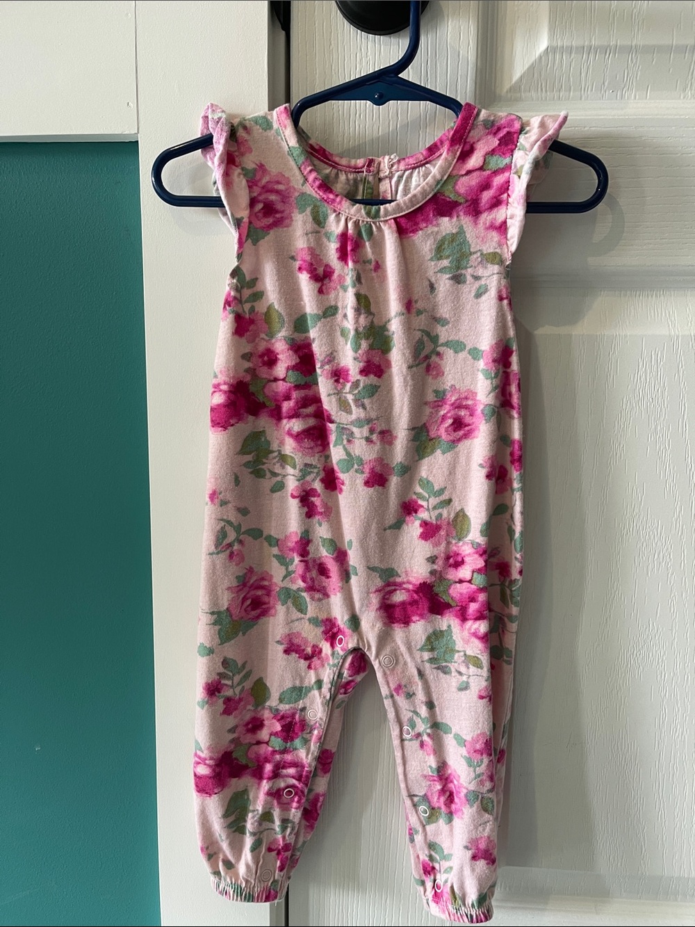 Pink Floral Ruffle Sleeve Baby One-Piece Bodysuit